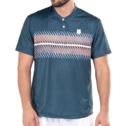 K-Swiss K Swiss Orion Blue & Polaris Short Sleeve Henley -Pro Tennis Zone KMT32 T52435